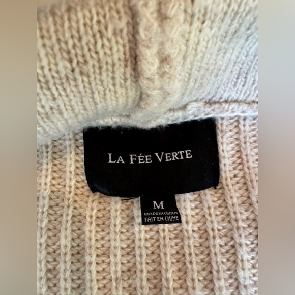 🔥HP🔥Anthropologie La Fee Verte Draped Front Boucle Cardigan Sweater – Tan – Sz M - Picture 5 of 15